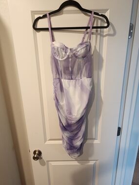 Sheer Lilac Draped  Dress